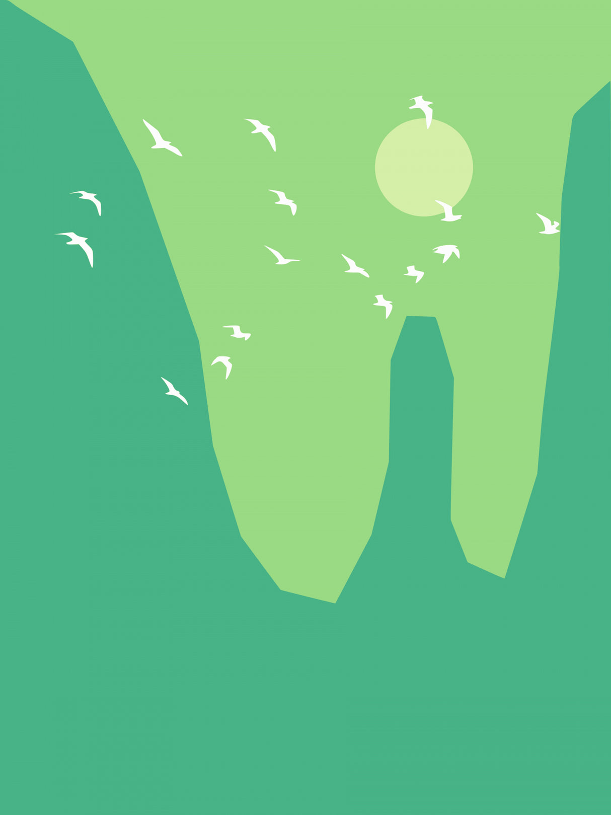 Green Dreamy Mountains Poster och Canvastavla