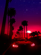 Neon Sunset Drive Poster och Canvastavla