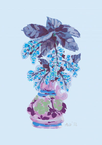 Blooming Vase In Blue Vas och keramikposter