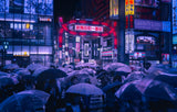 Tokyo Blue Rain Poster och Canvastavla