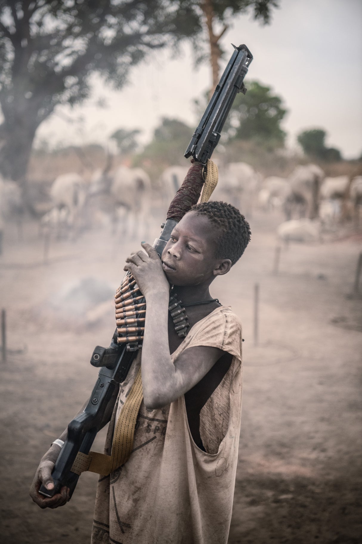 Mundari boy with PKM Poster och Canvastavla
