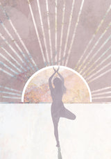 Pink Gold Sun Yoga 1 Poster och Canvastavla