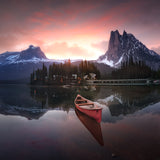 Rocky Mountains the boat at sunrise 7R24696 Poster och Canvastavla