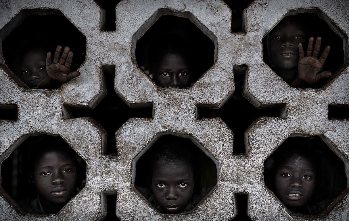 Boys at school in Benin. Poster och Canvastavla