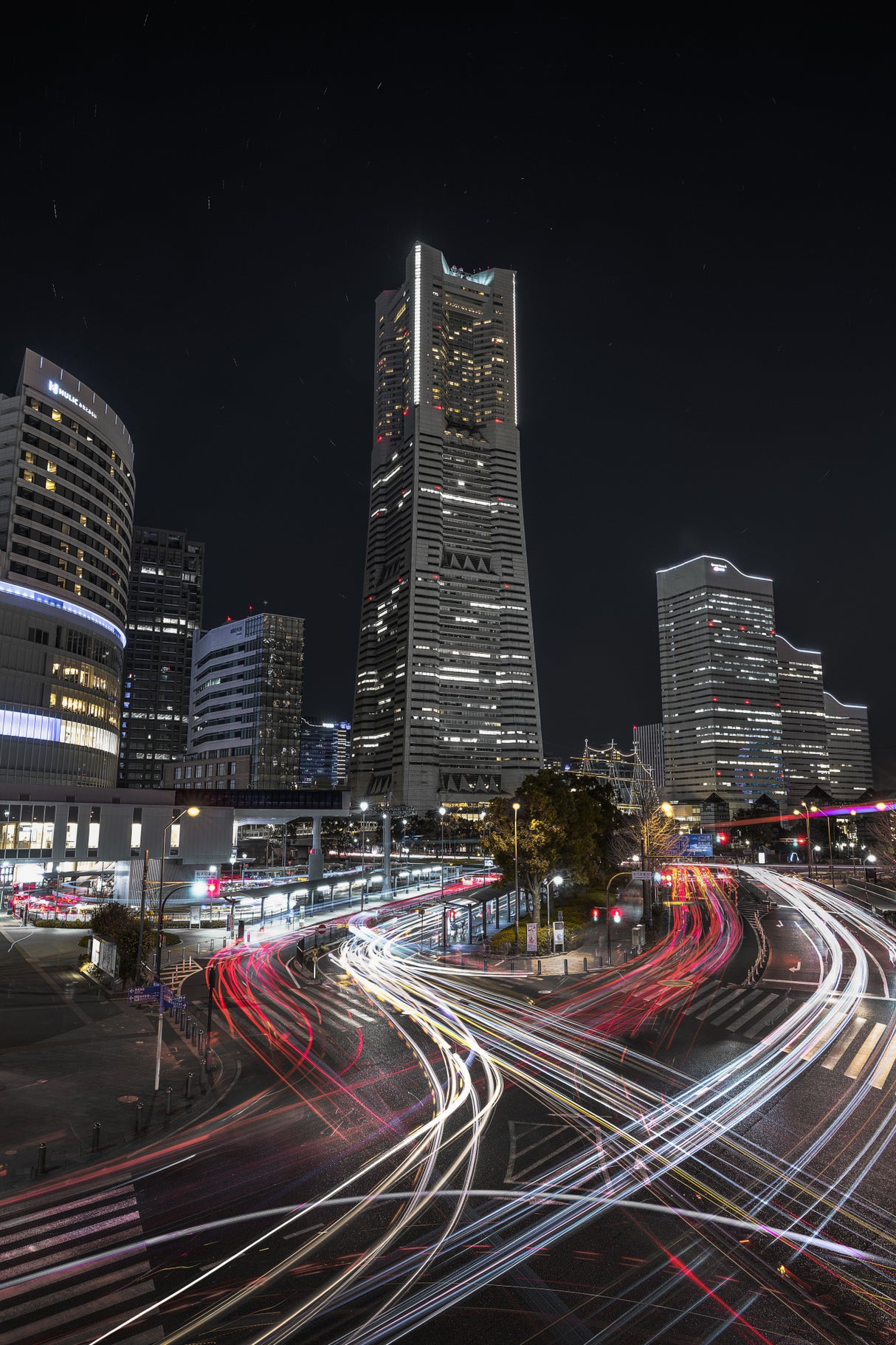 Night view of Yokohama Poster och Canvastavla