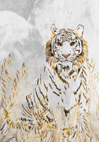 Golden Tiger in the leaves Poster och Canvastavla