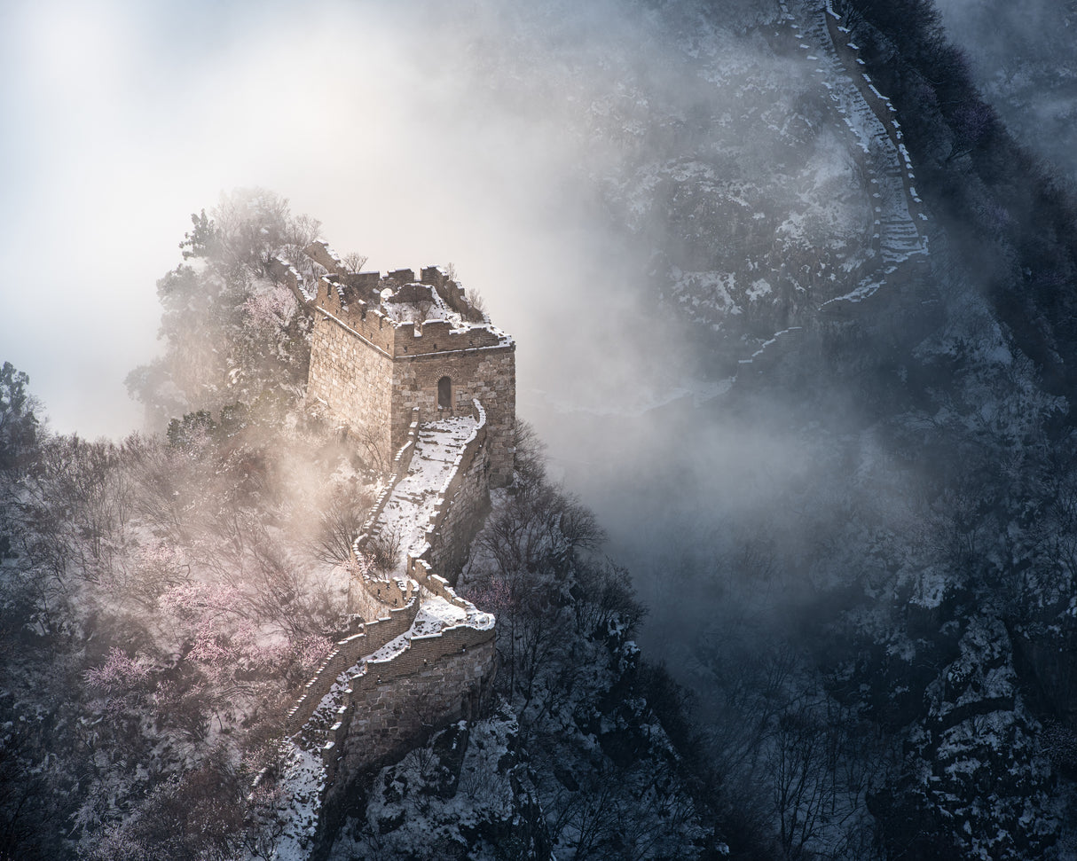 Peach blossom snow of the Great Wall Poster och Canvastavla
