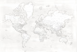 Detailed world map with cities, Maeli white Poster och Canvastavla