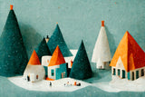 Cute Paper Village Poster och Canvastavla