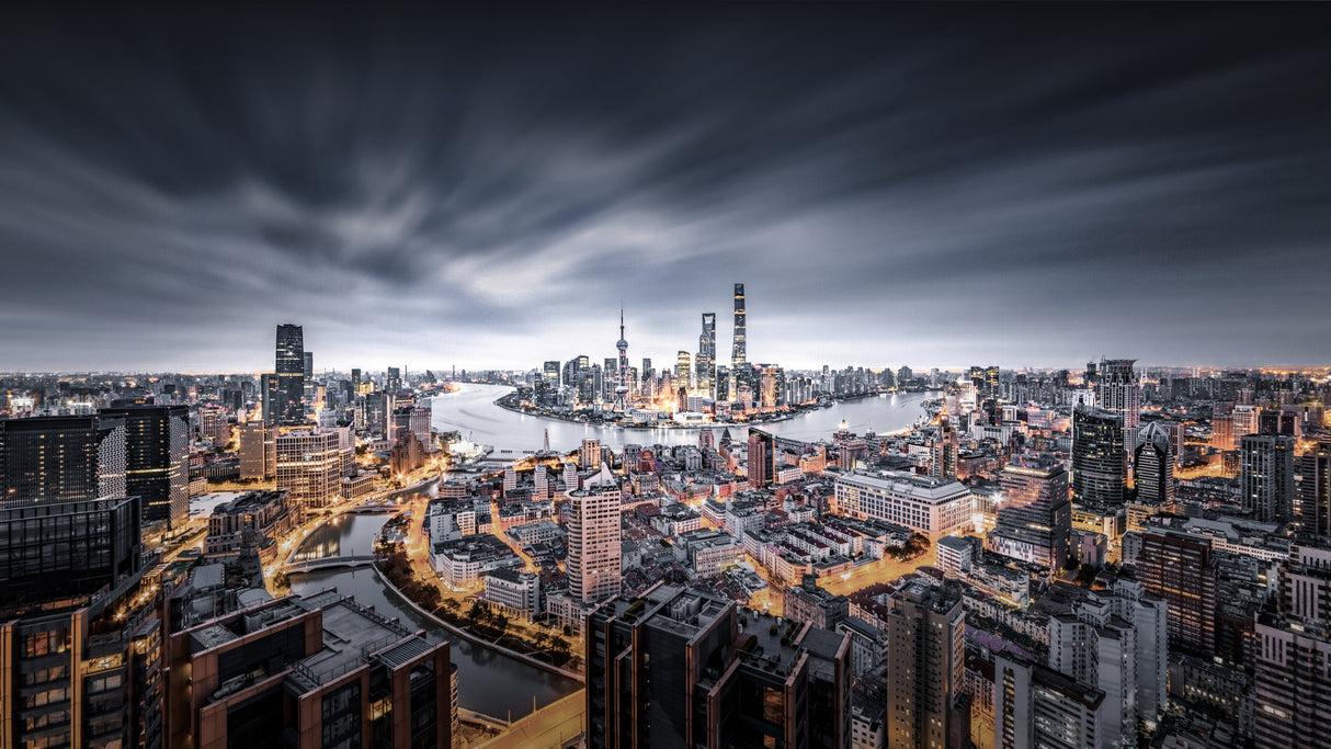 Panorama of Shanghai Poster och Canvastavla