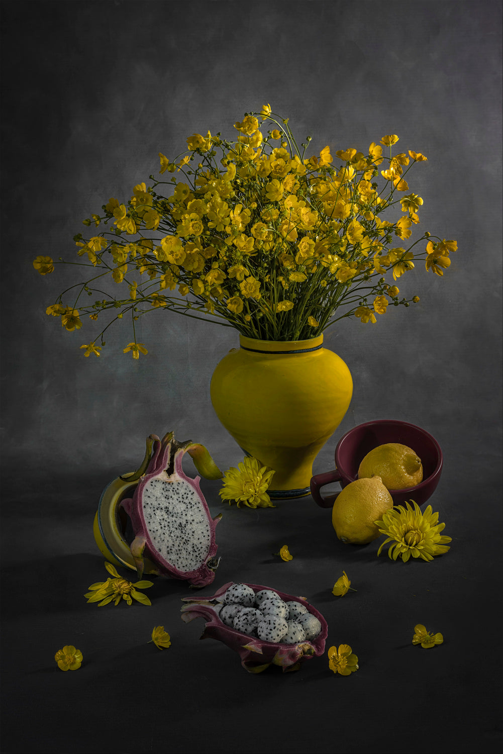 Dragon Fruit and Lemon Poster och Canvastavla
