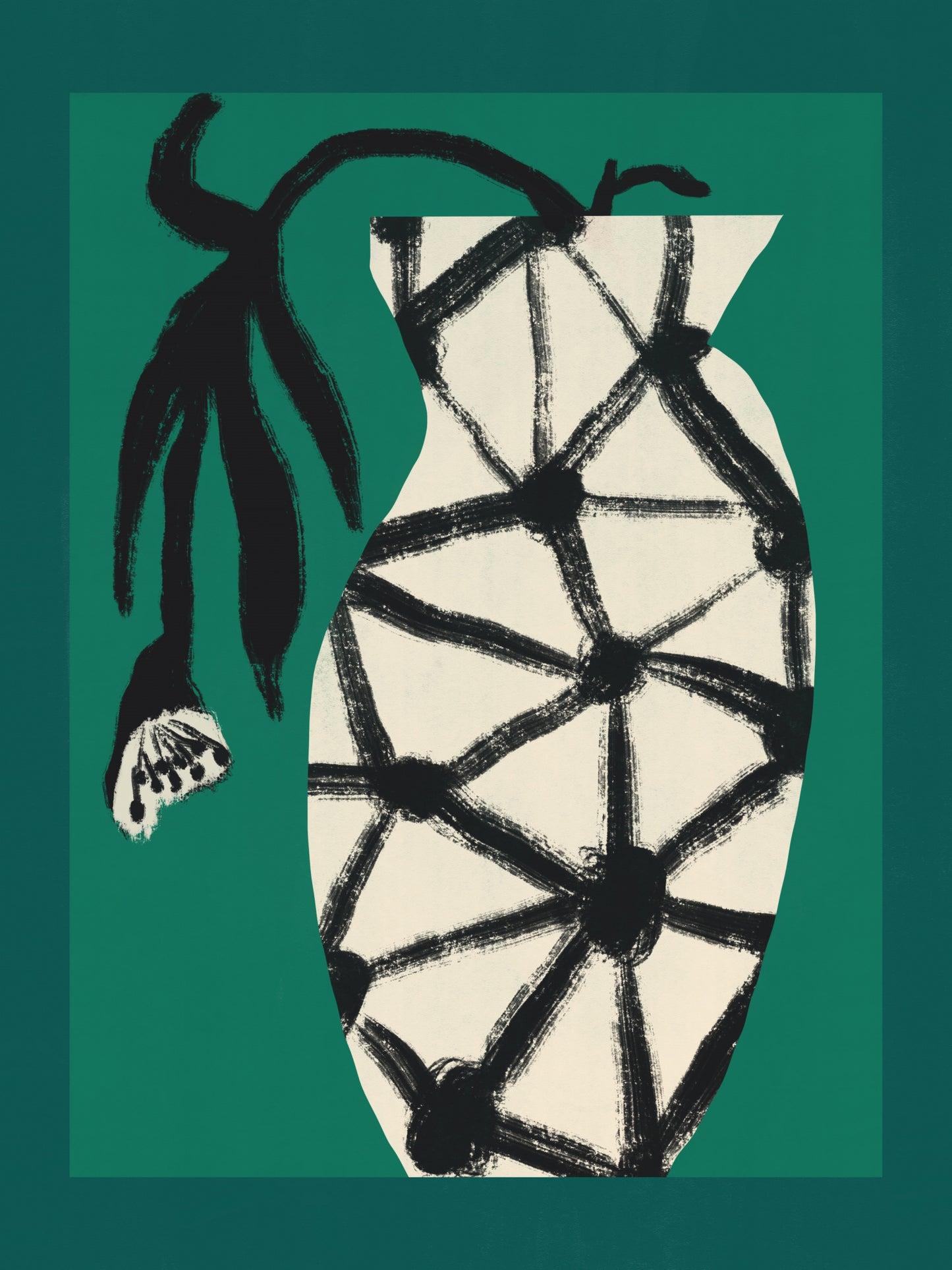 Hexagon Vase In Green Poster och Canvastavla
