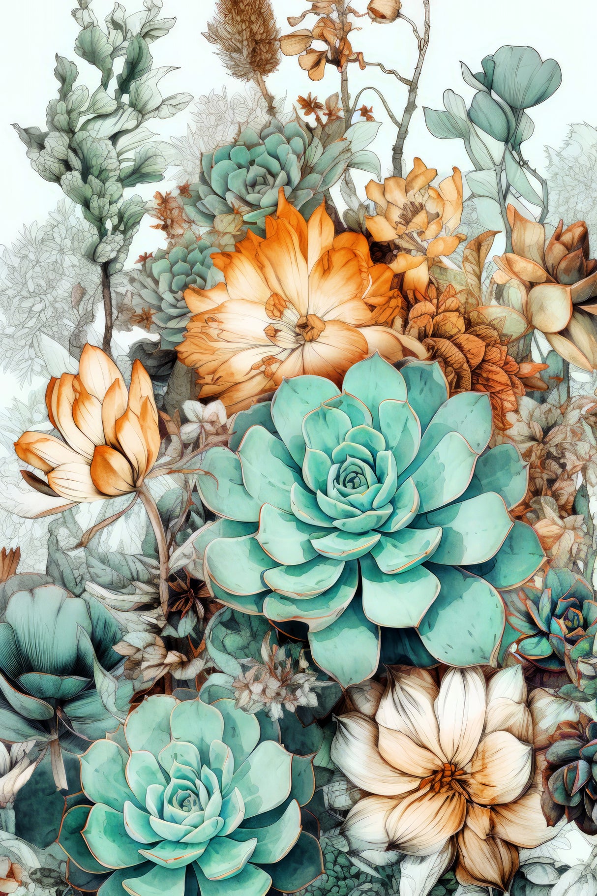 Succulents and cactus 1 Poster och Canvastavla
