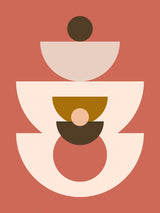 Mid Century Geometrical In Red Poster och Canvastavla