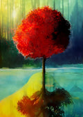 Red Tree Reflected Poster och Canvastavla