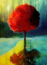 Red Tree Reflected Poster och Canvastavla