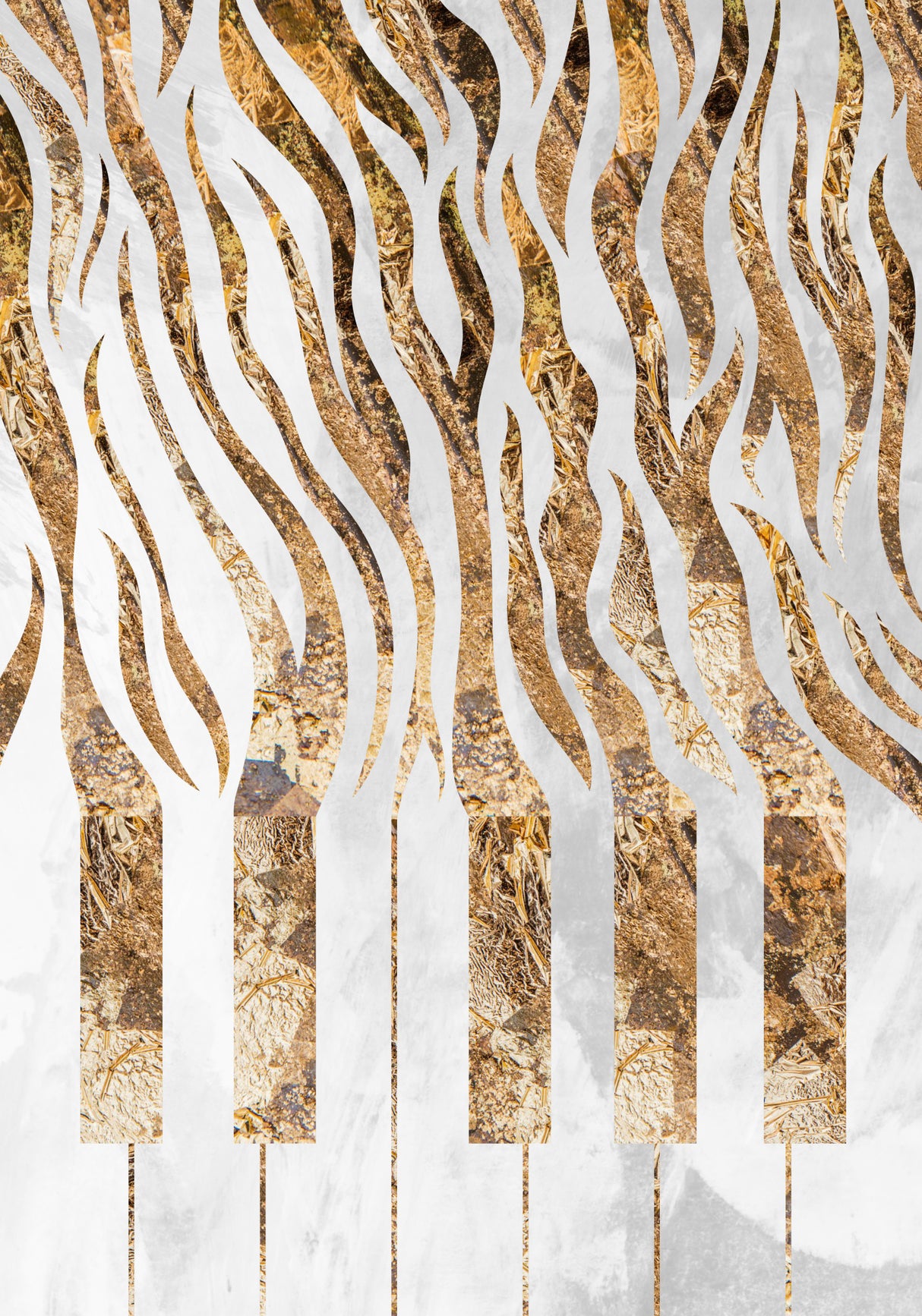Gold Zebra Piano Poster och Canvastavla