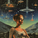 Take Me To Your Leader Space Collage Art Poster och Canvastavla