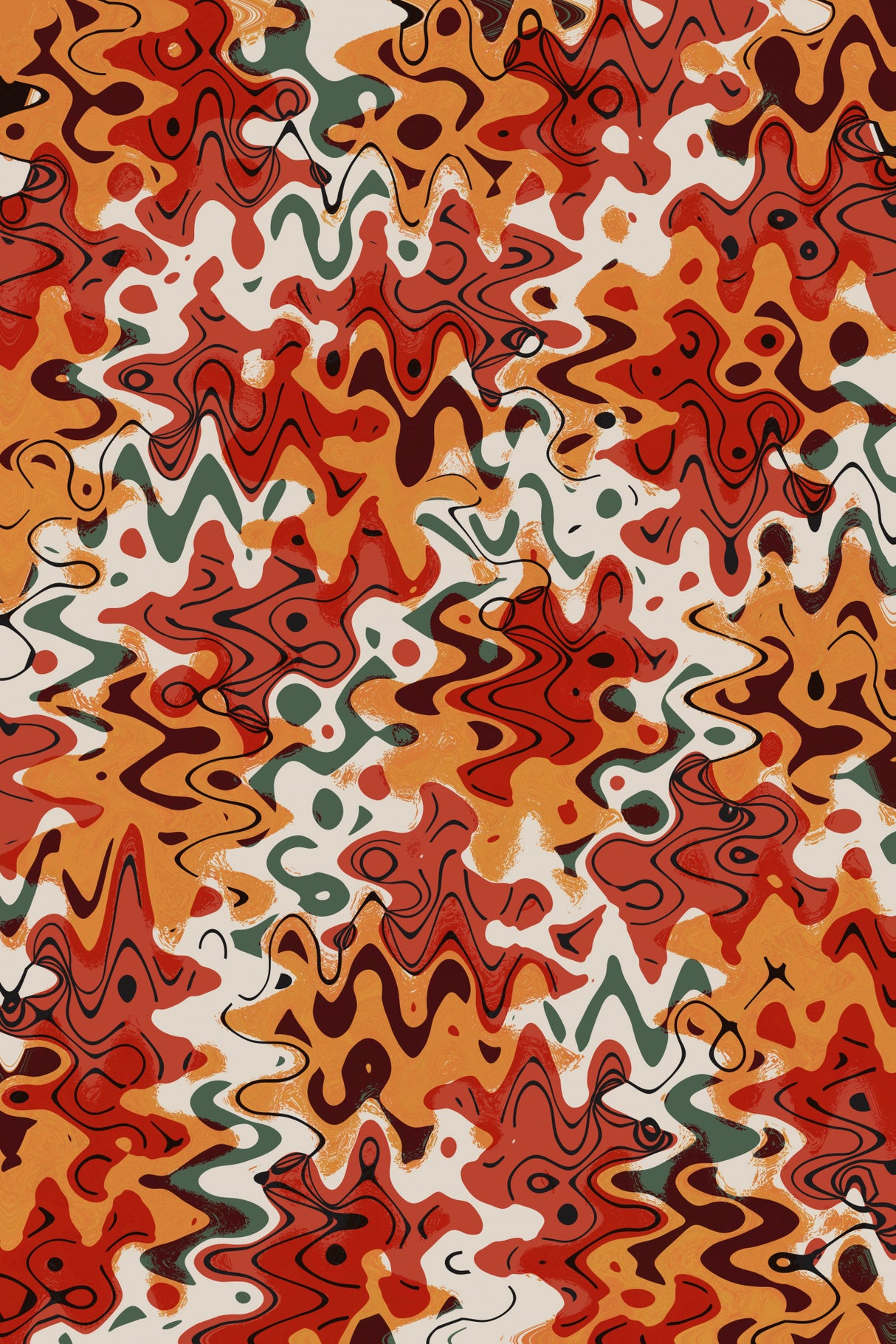 Liquid Red Orange Pattern Poster och Canvastavla