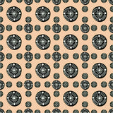Tribal Ethnic Circles Geometric Black White On Brown Poster och Canvastavla