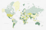 Green world map with cities, Kapueo Poster och Canvastavla