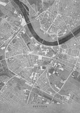 Gray vintage map of Dresden downtown Germany Poster och Canvastavla