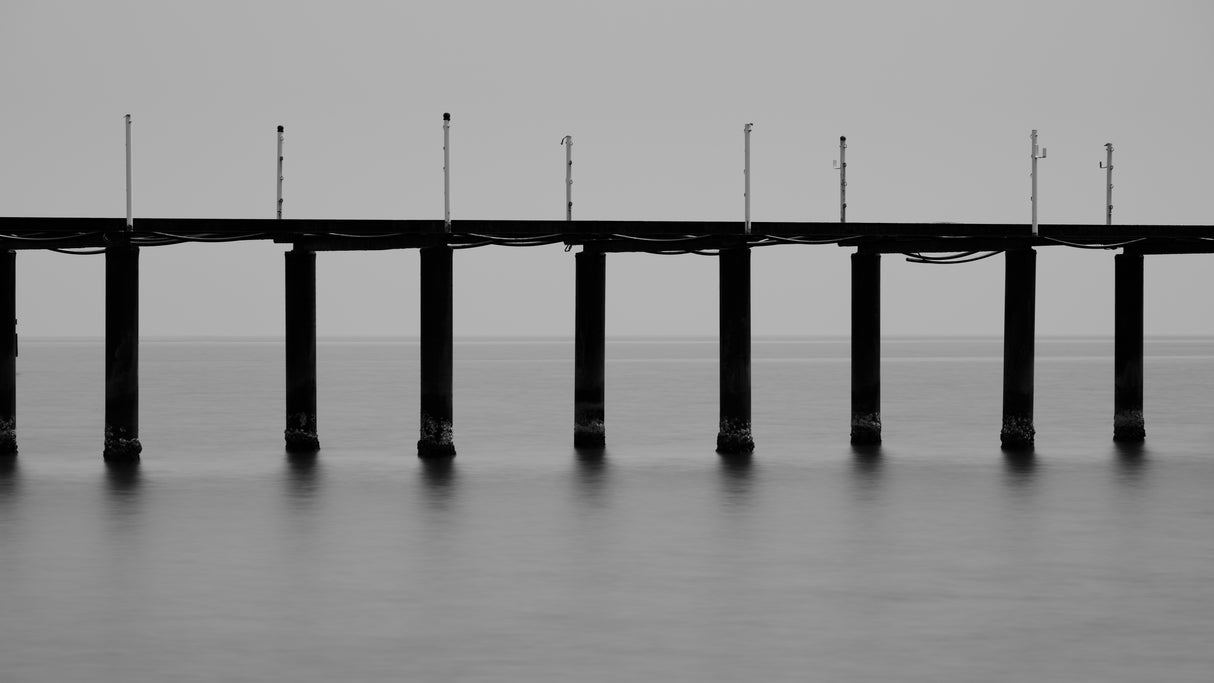 old pier and dramatic landscape Poster och Canvastavla