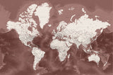 Detailed world map with cities, Hikmat Poster och Canvastavla