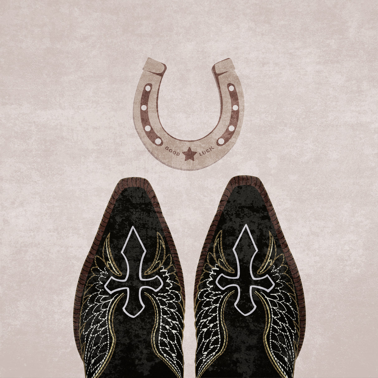 Cowboy Boots and Horseshoe Poster och Canvastavla