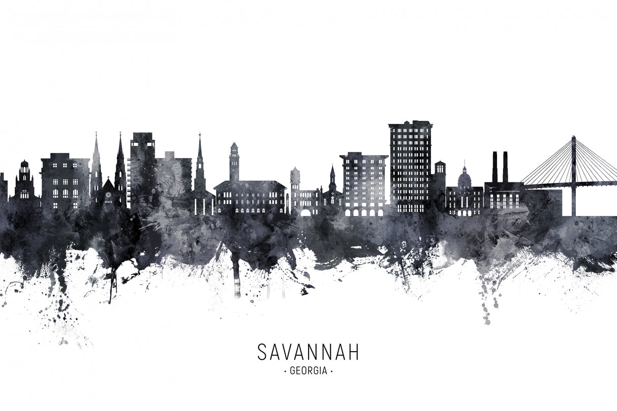Savannah Georgia Skyline Poster och Canvastavla