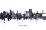 Savannah Georgia Skyline Poster och Canvastavla