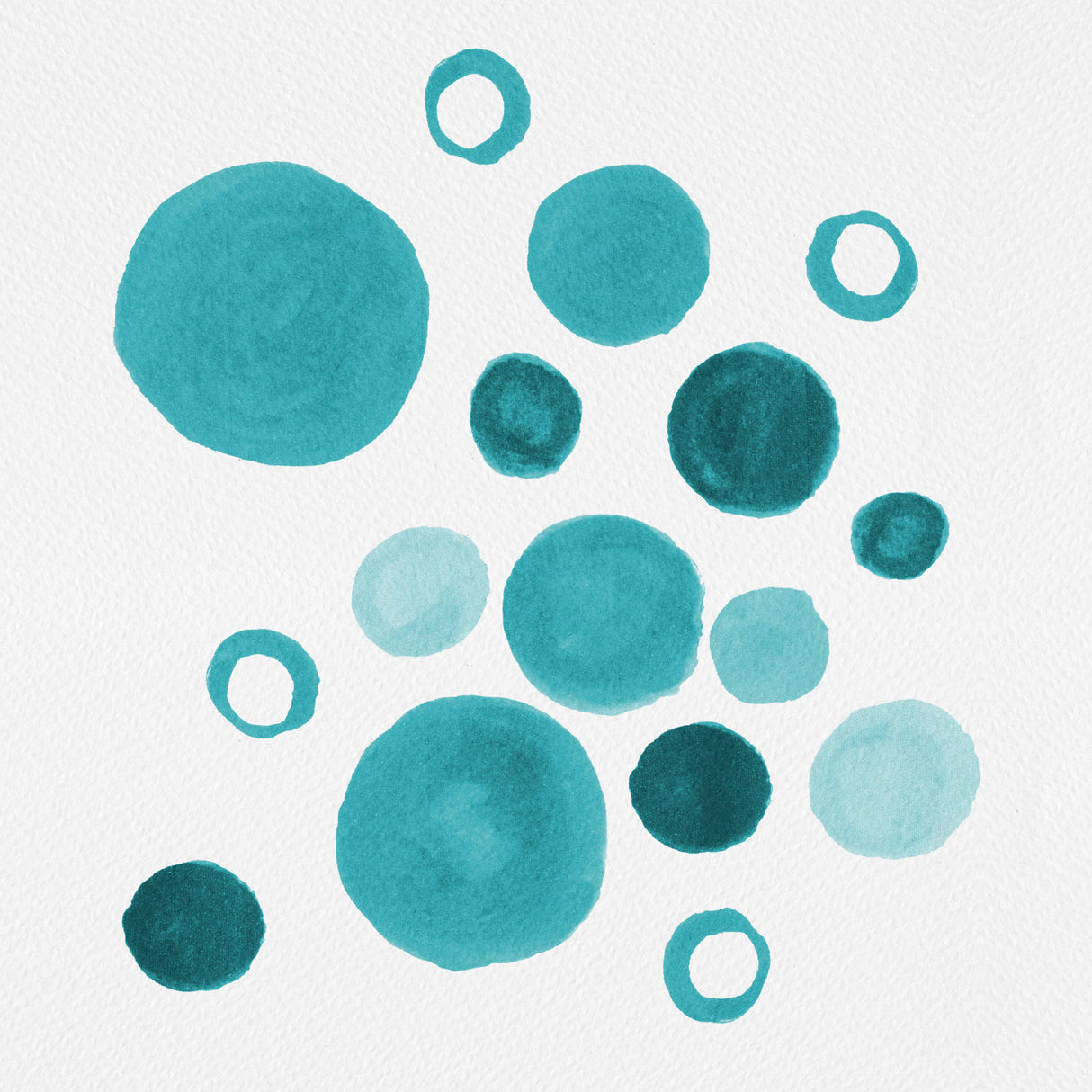 Turquoise Floral Circles Large Small Poster och Canvastavla