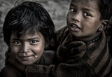Two children at the Kumbh Mela -Prayagraj - India Poster och Canvastavla