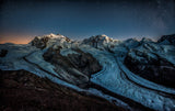 As the stars lit up the sky over the Monte rosa Poster och Canvastavla