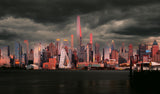 Manhattan's Fiery Sunset Poster och Canvastavla