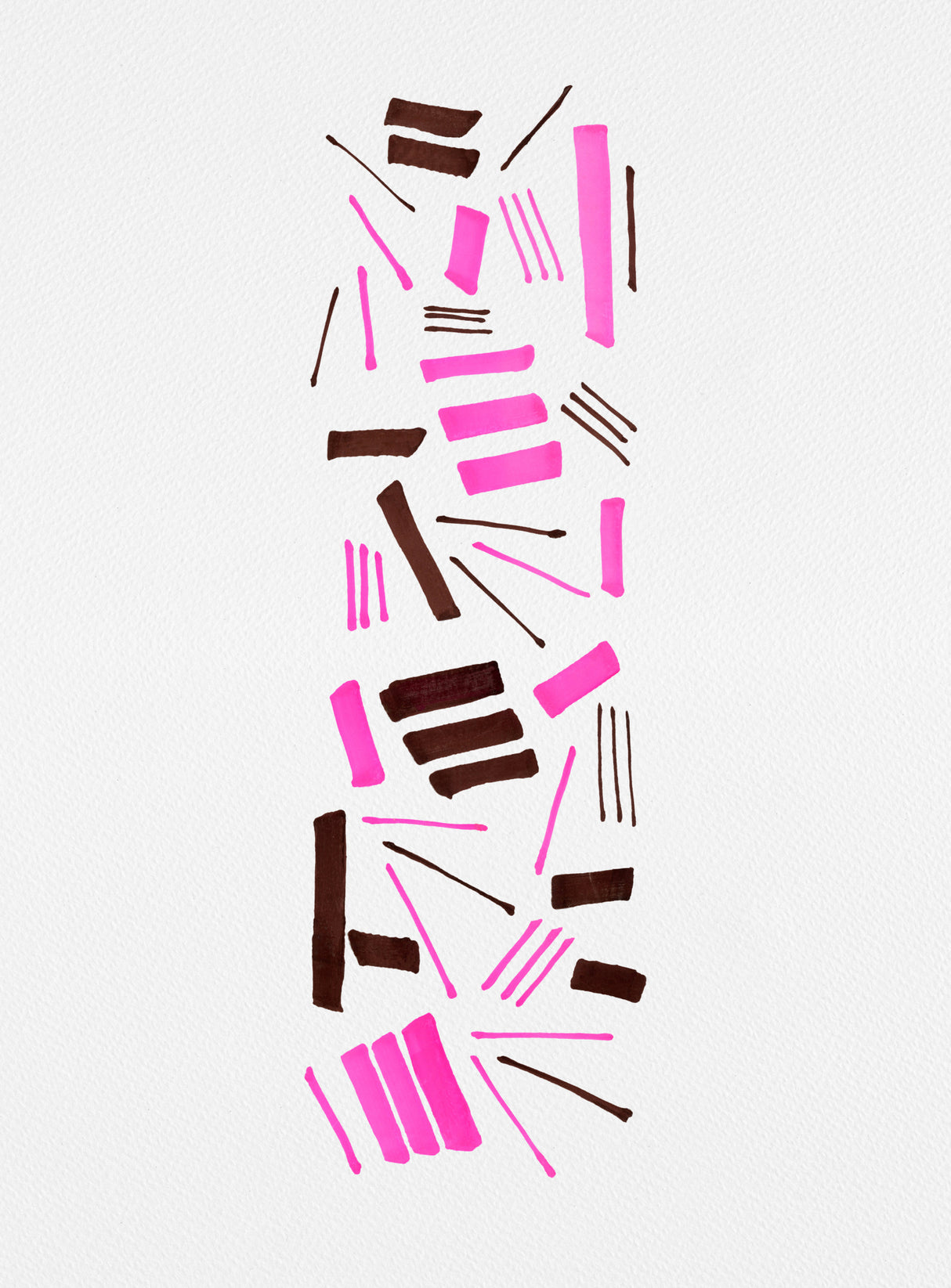 Marks Geometric Abstract Lines Pink Brown Poster och Canvastavla