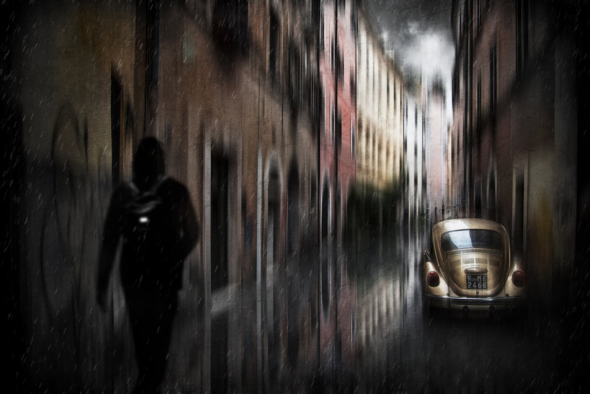 Cars in the historic center Poster och Canvastavla