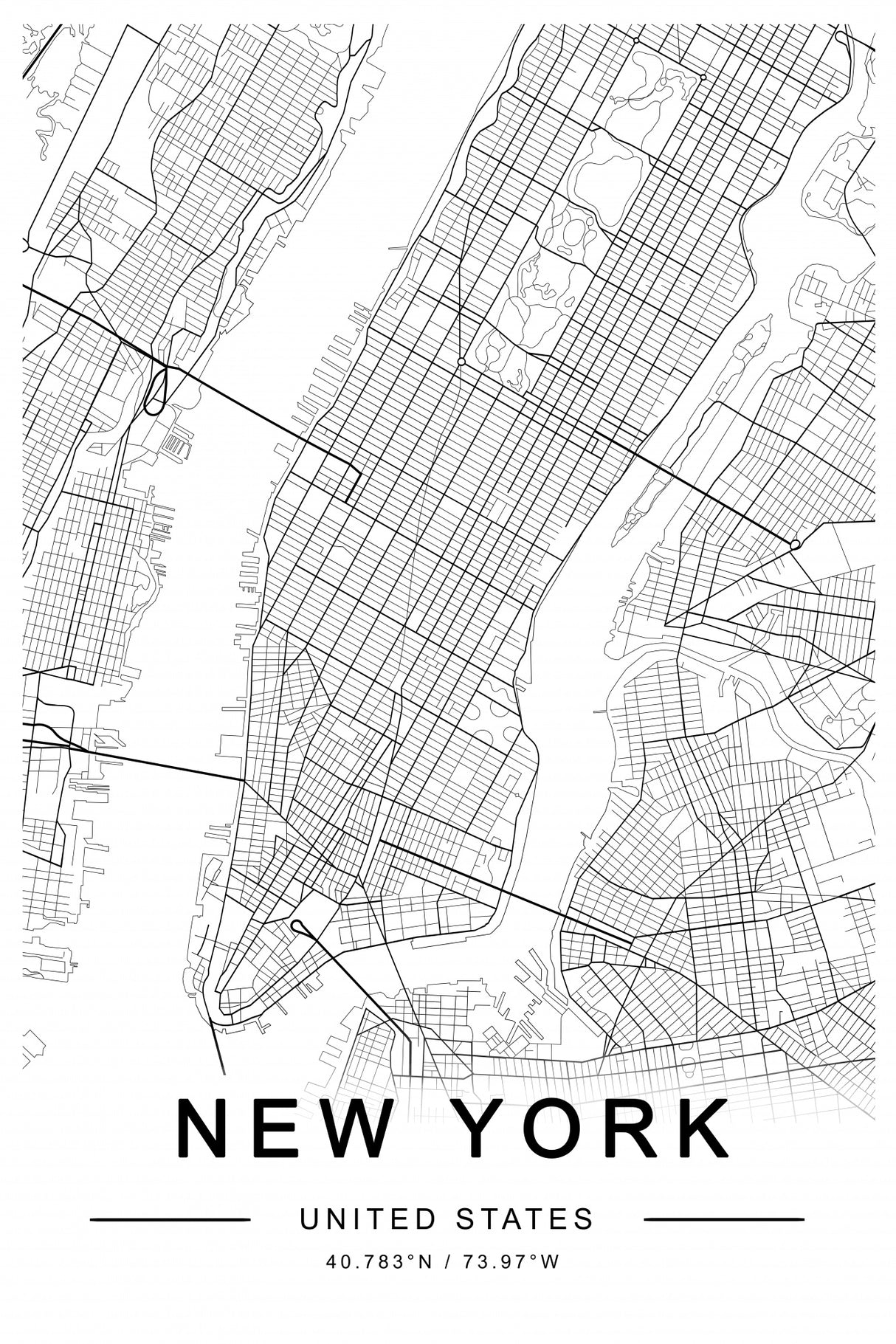 New York  Map Poster och Canvastavla