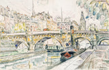 Tugboat at the Pont Neuf, Paris (1923) Poster och Canvastavla