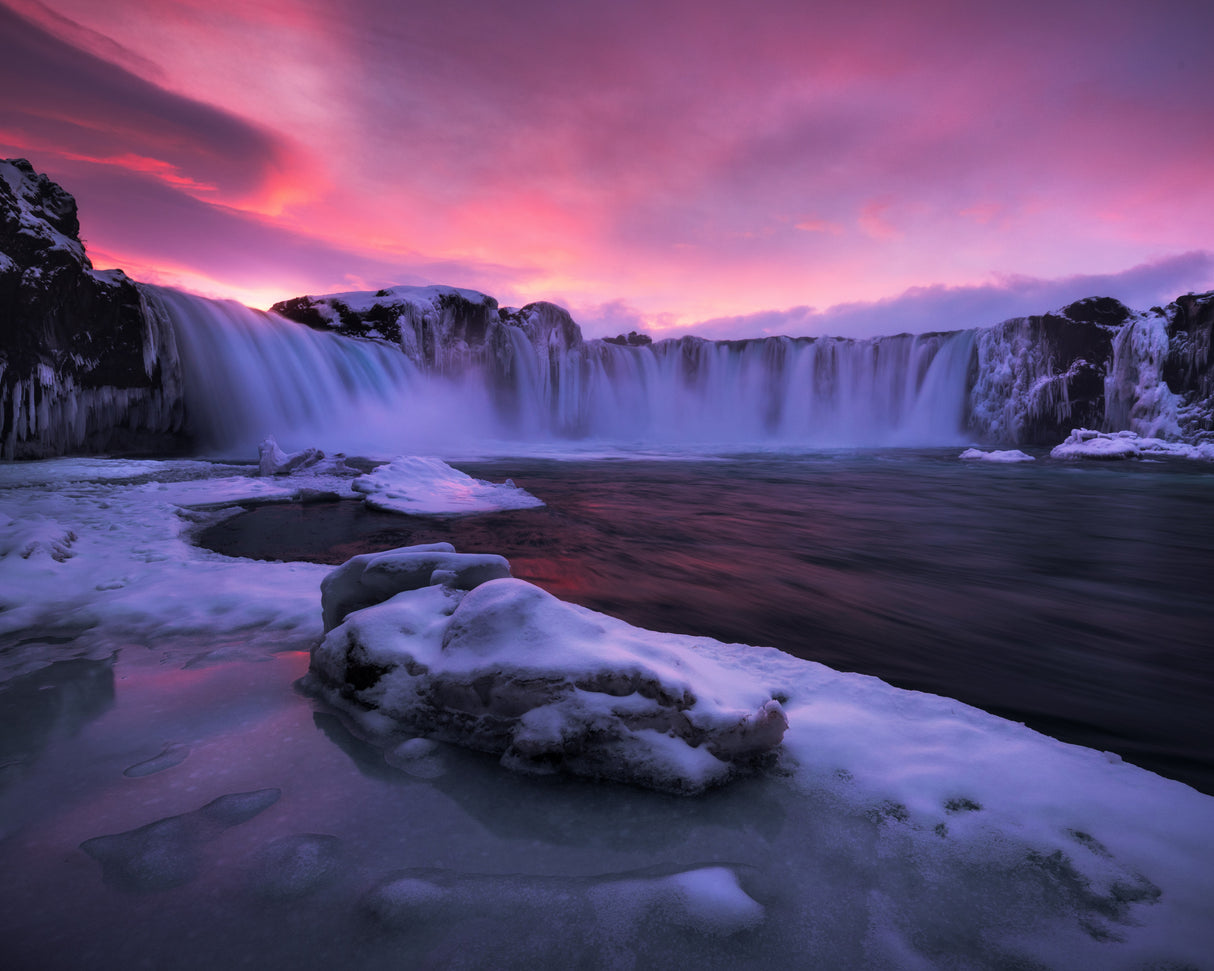 Godafoss Dramatic Evening Poster och Canvastavla