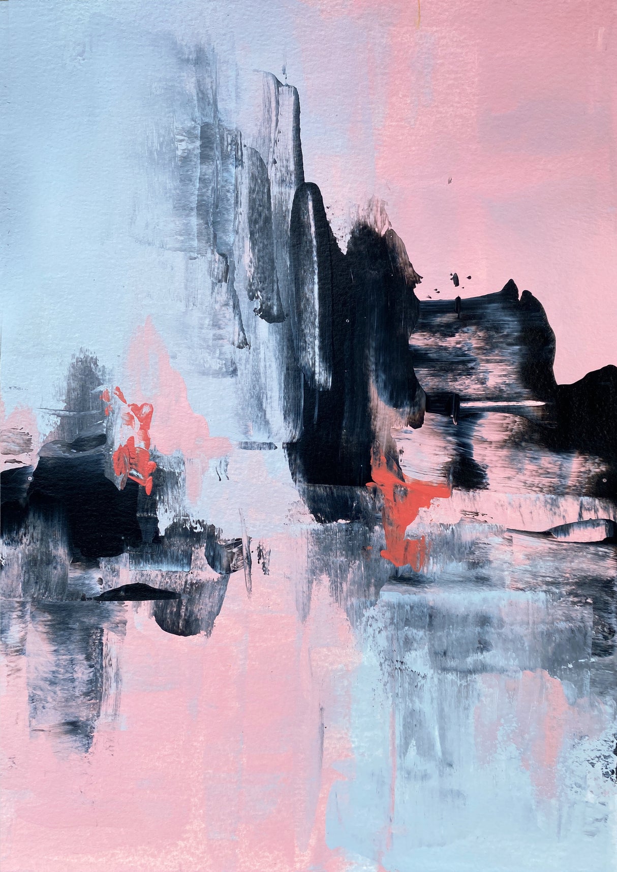 Pink and Grey Abstract 1 Poster och Canvastavla