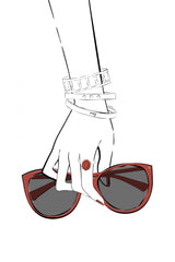 Holding Sunglasses Poster och Canvastavla