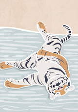 Scandi Sleeping Tiger Children's Art Poster och Canvastavla