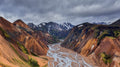 Vibrant Landmannalaugar Valley Poster och Canvastavla