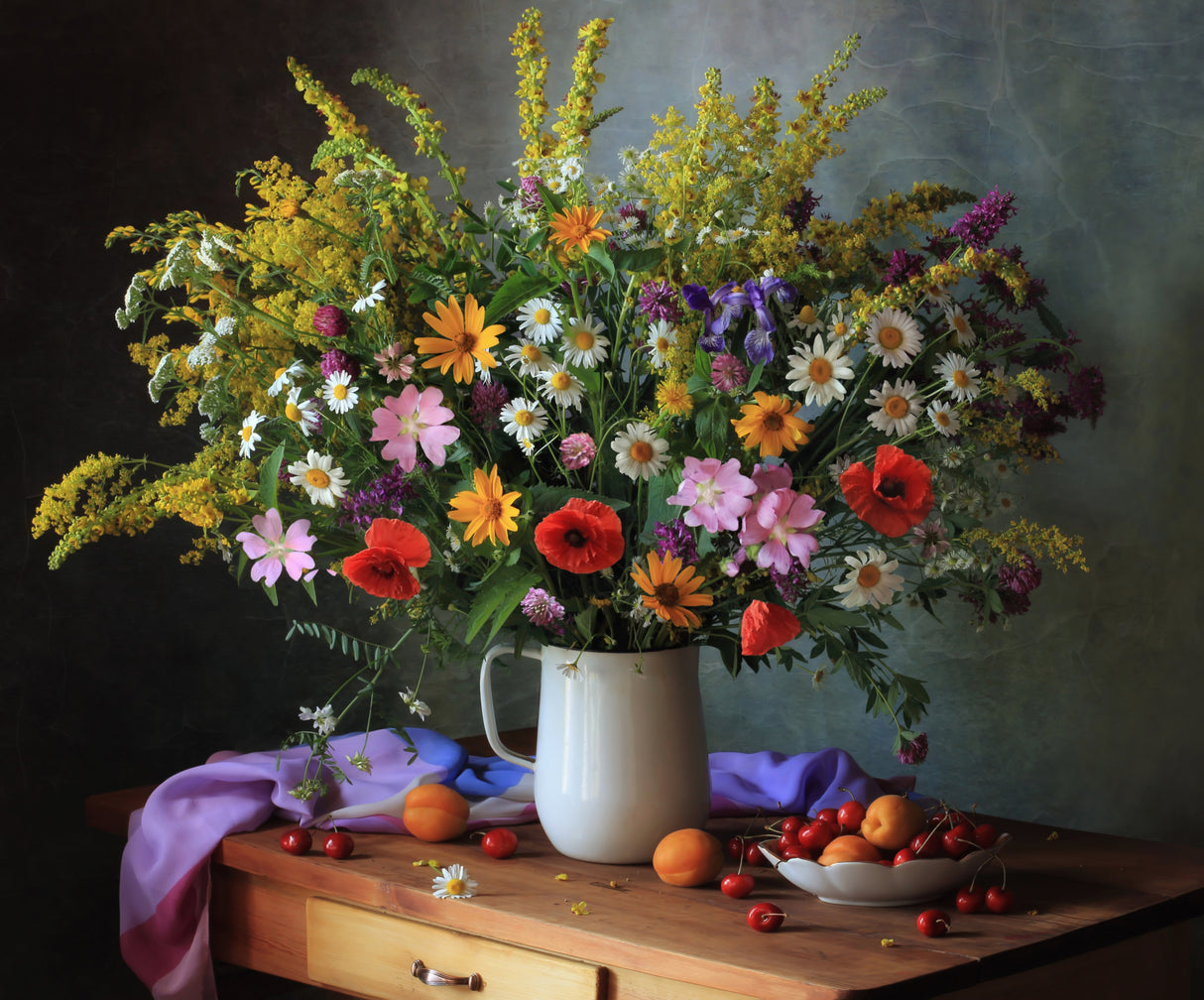 Still life with a bouquet of meadow flowers Poster och Canvastavla