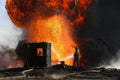 Oil fire lit by Islamic State Poster och Canvastavla