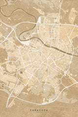 Map of Zaragoza (Spain) in sepia vintage style Poster och Canvastavla