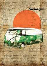 volkswagen combi green classic Poster och Canvastavla