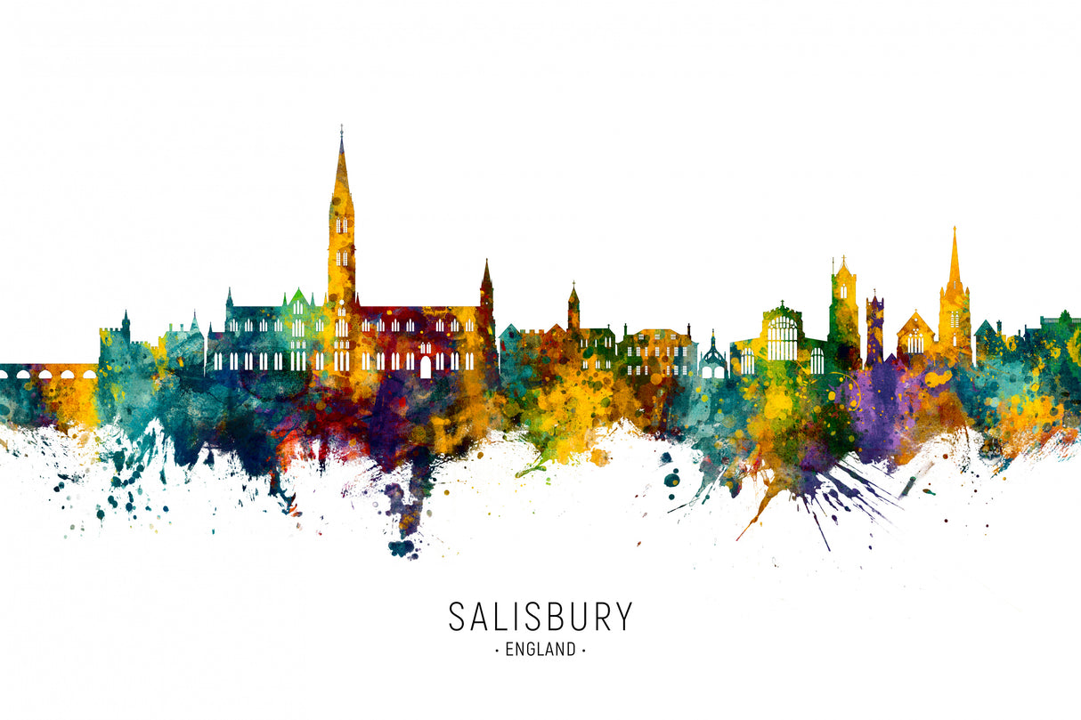 Salisbury England Skyline Poster och Canvastavla