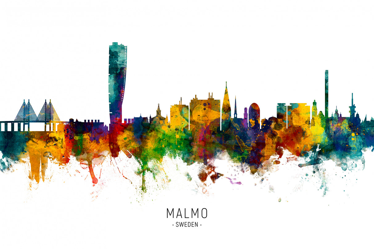 Malmo Sweden Skyline Poster och Canvastavla